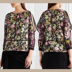 NEW $495 3.1 Phillip Lim Floral Cold-Shoulder Blouse‎ Black [SZ 4 ]